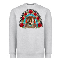 Heather Grey brown baby cow floral rose rainbow Heavyweight Sweatshirt - BarkalooDesign
