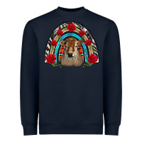Navy brown baby cow floral rose rainbow Heavyweight Sweatshirt - BarkalooDesign