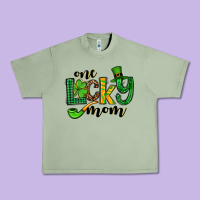 One Lucky Mom St. Patrick's Urban Heavy Tee Designed By Oliviacreatesart