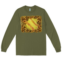 Army Green watercolor glitter leopard softball background Long Sleeve Tee - RanaPortraitStore