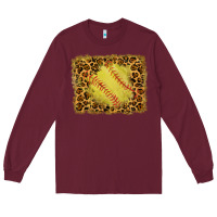 Burgundy watercolor glitter leopard softball background Long Sleeve Tee - RanaPortraitStore