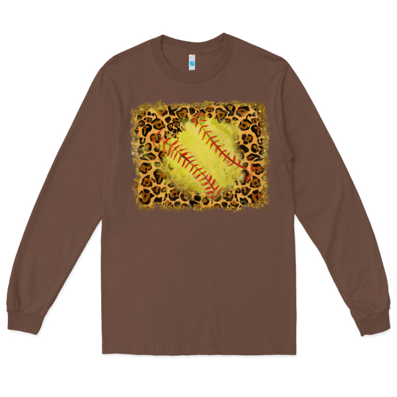 Watercolor Glitter Leopard Softball Background Long Sleeve Tee by RanaPortraitStore | Teevron