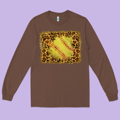 Watercolor Glitter Leopard Softball Background Long Sleeve Tee Designed By Ranaportraitstore