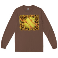 Chestnut watercolor glitter leopard softball background Long Sleeve Tee - RanaPortraitStore