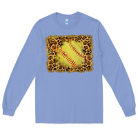 Colony Blue watercolor glitter leopard softball background Long Sleeve Tee - RanaPortraitStore
