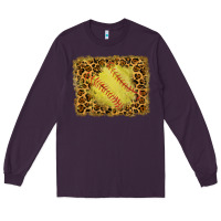 Plum watercolor glitter leopard softball background Long Sleeve Tee - RanaPortraitStore