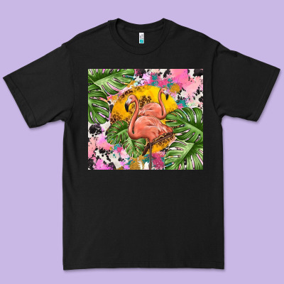 Flamingo With Leopard Premium Tee Designed By Tumblerdesignbyshophia