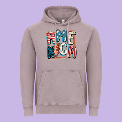 America With Lightning Bolt 4th Of July Vintage Hoodie Designed By Fadigitalartstudio