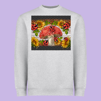 Ladybug Mushrooms Heavyweight Sweatshirt Designed By Barkaloodesign