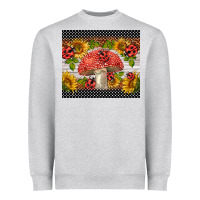 Heather Grey ladybug mushrooms Heavyweight Sweatshirt - BarkalooDesign