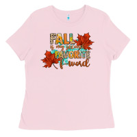 Bubblegum Pink fall is my second favorite f word Ladies Tee - CowGirlArtShop