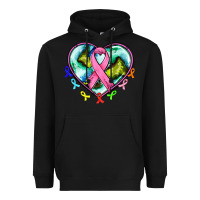 Black heart earth and cancer ribbon Heavyweight Hoodie - AdoDesignShop