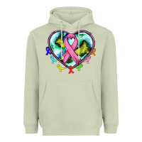 Matcha heart earth and cancer ribbon Heavyweight Hoodie - AdoDesignShop