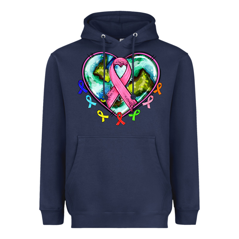 Heart Earth And Cancer Ribbon Heavyweight Hoodie by AdoDesignShop | Teevron