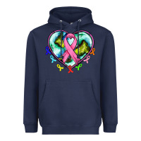 Navy heart earth and cancer ribbon Heavyweight Hoodie - AdoDesignShop