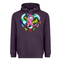 Plum heart earth and cancer ribbon Heavyweight Hoodie - AdoDesignShop