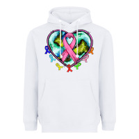 White heart earth and cancer ribbon Heavyweight Hoodie - AdoDesignShop