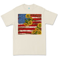 American Flag Sunflowers With Leopard Premium Tee | Teevron