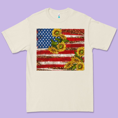 American Flag Sunflowers With Leopard Premium Tee Designed By Tumblerdesignbyshophia