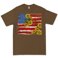 Cacao American flag sunflowers with leopard Premium Tee - TumblerDesignByShophia