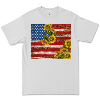 Dove Grey American flag sunflowers with leopard Premium Tee - TumblerDesignByShophia