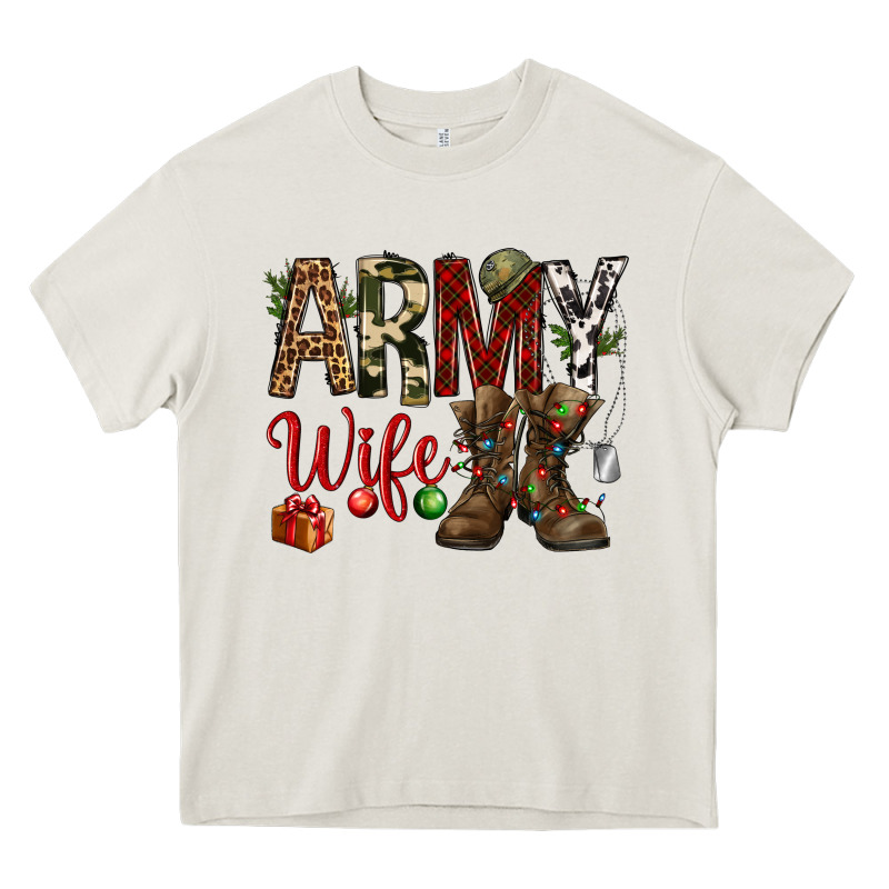 Christmas Army Wife Heavy Core Tee by NancyCooperArtShop | Teevron