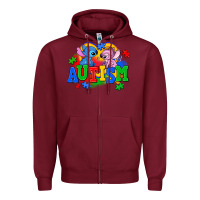 Burgundy autism stitch with lilo Zipper Hoodie - AdoDesignShop