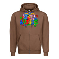 Chestnut autism stitch with lilo Zipper Hoodie - AdoDesignShop