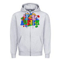 Heather Grey autism stitch with lilo Zipper Hoodie - AdoDesignShop