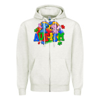 Oatmeal Heather autism stitch with lilo Zipper Hoodie - AdoDesignShop