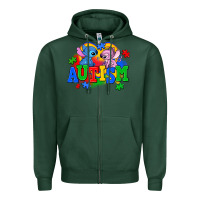 Sports Green autism stitch with lilo Zipper Hoodie - AdoDesignShop