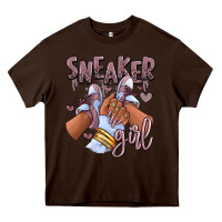 Chocolate Brown sky j mauve sneaker girl afro woman Heavy Core Tee - RanaPortraitStore