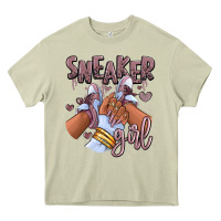 Sky J Mauve Sneaker Girl Afro Woman Heavy Core Tee | Teevron