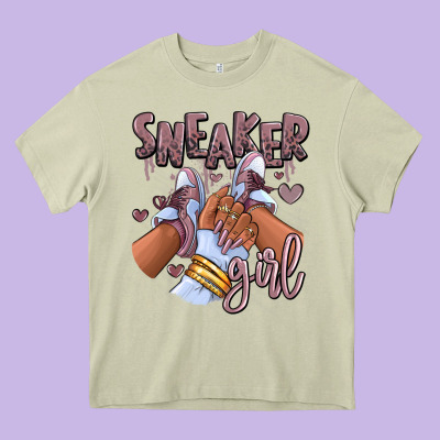 Sky J Mauve Sneaker Girl Afro Woman Heavy Core Tee Designed By Ranaportraitstore
