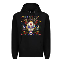 Black dia de los muertos Premium Hoodie - CowhideDigitalArt