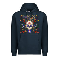 Navy dia de los muertos Premium Hoodie - CowhideDigitalArt