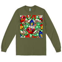 Army Green christmas coffee cups bell and candy cane with leopard and plaid Long Sleeve Tee - BundleAndBundleShop