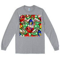 Heather Grey christmas coffee cups bell and candy cane with leopard and plaid Long Sleeve Tee - BundleAndBundleShop