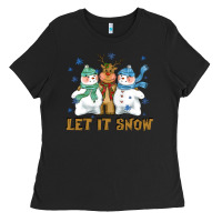 Let It Snow Reindeer Snowman Ladies Tee | Teevron