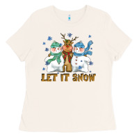 Bone let it snow reindeer snowman Ladies Tee - CowGirlArtShop