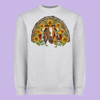 Western Leopard Sunflower Goat Rainbow Heavyweight Sweatshirt Designed By Barkaloodesign