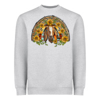 Heather Grey Western Leopard Sunflower Goat Rainbow Heavyweight Sweatshirt - BarkalooDesign