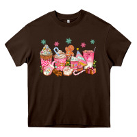 Chocolate Brown Pink gingerbread coffee cups Heavy Core Tee - texasbilliewilder