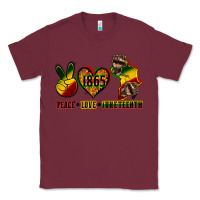 Burgundy peace love juneteenth Classic Tee - CowGirlArtShop