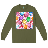 Army Green Easter Eggs Seamless Pattern Long Sleeve Tee - BundleAndBundleShop
