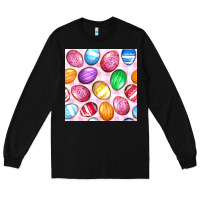 Black Easter Eggs Seamless Pattern Long Sleeve Tee - BundleAndBundleShop