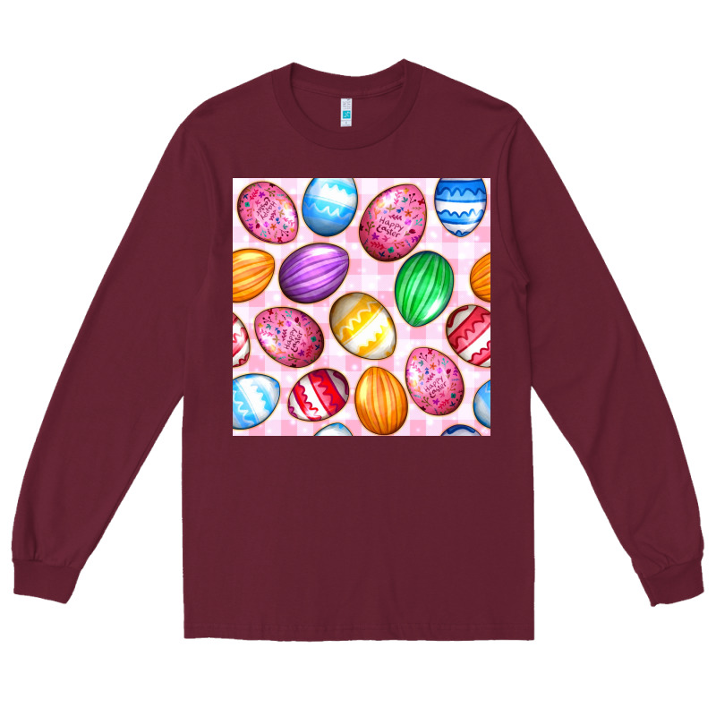 Easter Eggs Seamless Pattern Long Sleeve Tee by BundleAndBundleShop | Teevron