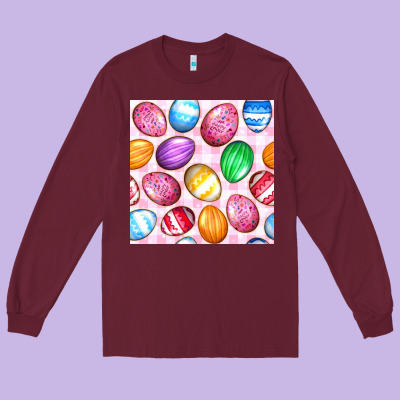 Easter Eggs Seamless Pattern Long Sleeve Tee Designed By Bundleandbundleshop