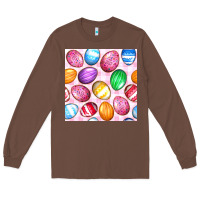Chestnut Easter Eggs Seamless Pattern Long Sleeve Tee - BundleAndBundleShop