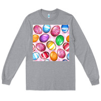 Heather Grey Easter Eggs Seamless Pattern Long Sleeve Tee - BundleAndBundleShop